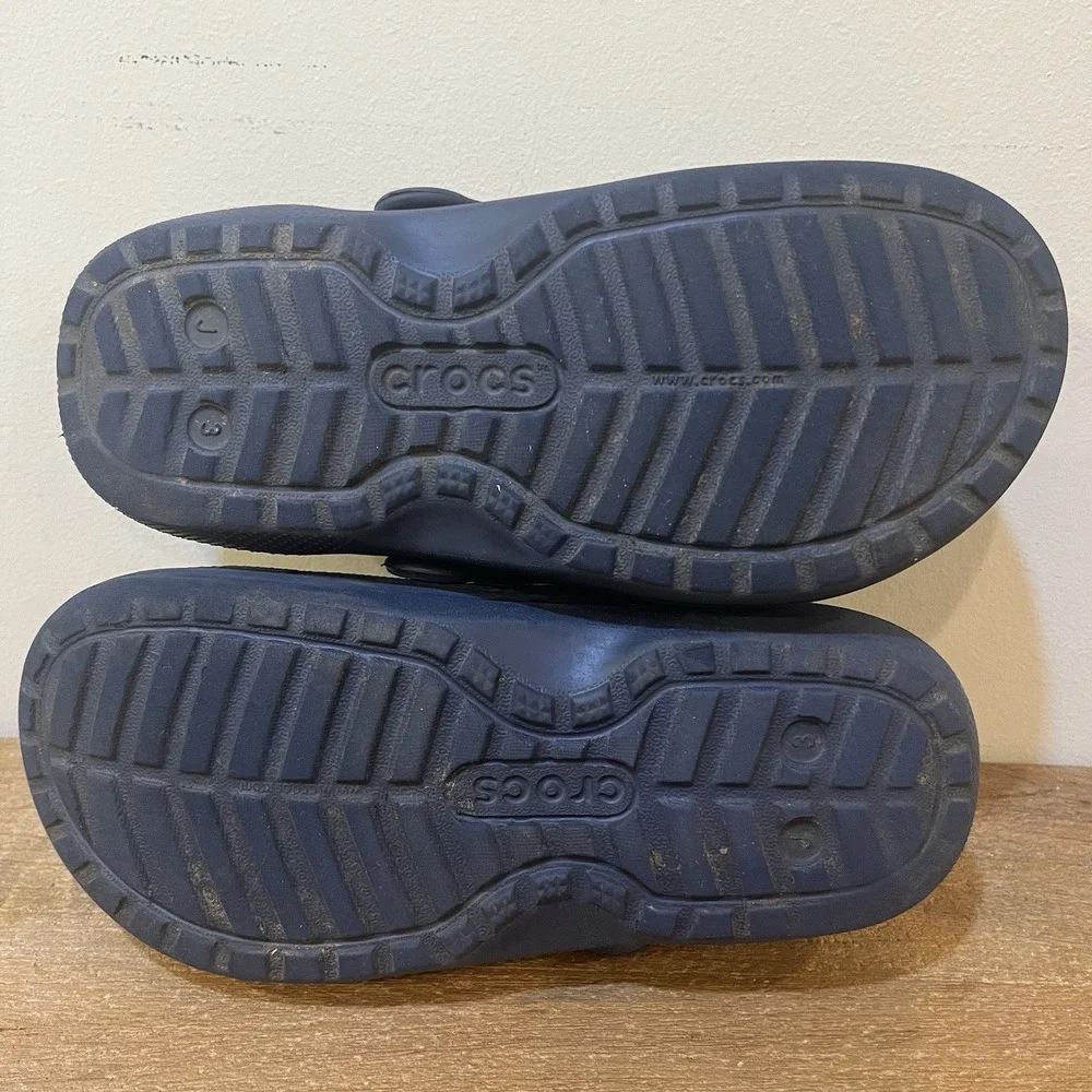 Crocs‎ Kids J3 Cozy Lined Clogs Navy Blue Fleece Fall Winter Slip On Shoes Youth